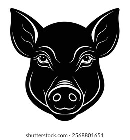 Pig head vector silhouette art illustration