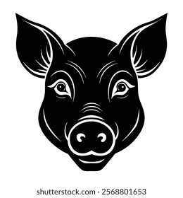 Pig head vector silhouette art illustration