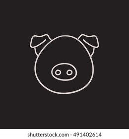 Pig head vector sketch icon isolated on background. Hand drawn Pig head icon. Pig head sketch icon for infographic, website or app.