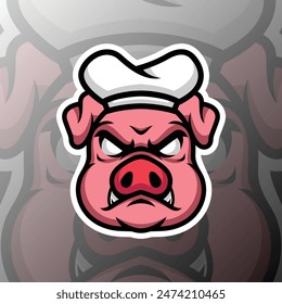 a pig head wearing a chef's hat with an adorable face