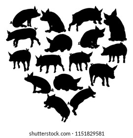 A pig heart silhouette concept for someone who loves their pet or pigs in general