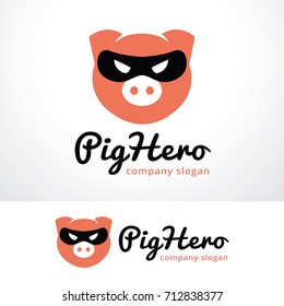 Pig Hero Logo Template Design Vector, Emblem, Design Concept, Creative Symbol, Icon