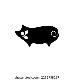 Pig, hog, black silhouette vector icon illustration