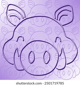 pig hog smiling face happy animal cartoon stencil  abstract seamless geometric graphic watercolor pastel  artwork deoration vector ethnic simple template wallpaper print fabric pattern doodle batik 