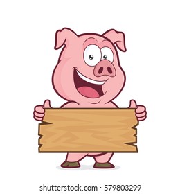 Pig holding a plank of wood