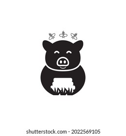 Pig Honey Bee symbol logo design silhouette