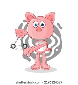 the pig hypnotizing cartoon. cartoon mascot vector