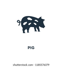 Pig icon. Black filled vector illustration. Pig symbol on white background. Can be used in web and mobile.