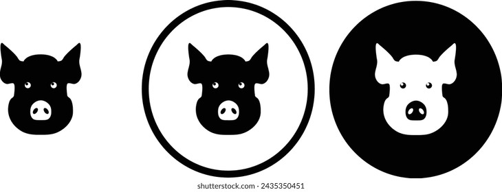 pig icon black outline for web site design 
and mobile dark mode apps 
Vector illustration on a white background