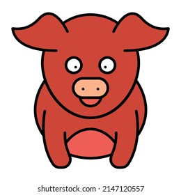 Pig Icon Cartoon. Farm and Livestock Animal Character Symbol Vector
