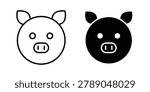 Pig icon clip art collection. Editable stroke icons
