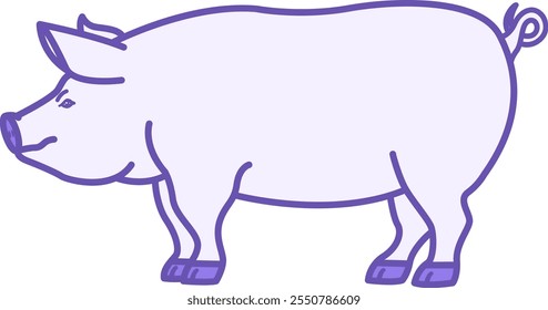 Icono de cerdo coloreado. Ilustración vectorial. Artiodáctilo mamífero. Agricultura, agricultura. Concepto de animales domésticos