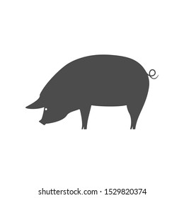 Pig icon. Pig eats. Vector illustration.