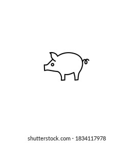 Pig icon. Farm and agriculture icon. Simple, flat, black, outline.