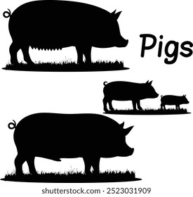 Schweine-Symbol und Farm-Thema - Flache Vektorgrafik