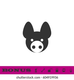 Pig icon flat. Black pictogram on white background. Vector illustration symbol and bonus button