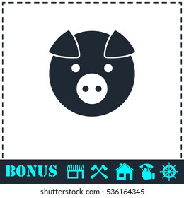Pig icon flat. Simple vector symbol and bonus icon