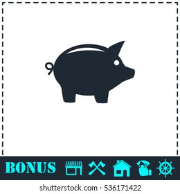 Pig icon flat. Simple vector symbol and bonus icon