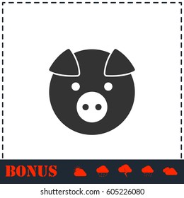 Pig icon flat. Simple vector symbol and bonus icon