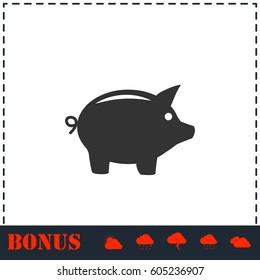 Pig icon flat. Simple vector symbol and bonus icon