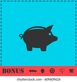 Pig icon flat. Simple vector symbol and bonus icon