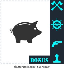 Pig icon flat. Simple vector symbol and bonus icon