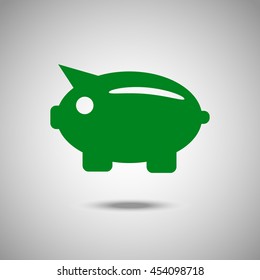 Pig icon. Flat style.Grey background. Vector illustration.
