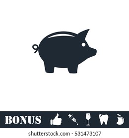 Pig icon flat. Vector illustration symbol and bonus pictogram