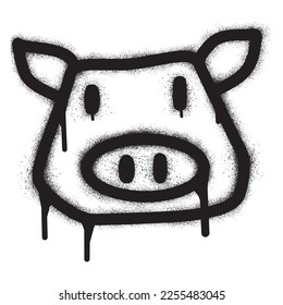 Pig icon graffiti  with black spray paint. Vector illustration