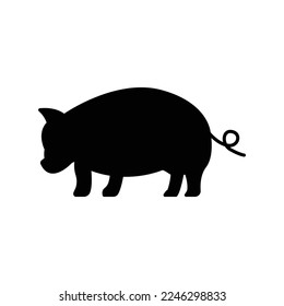 Pig icon illustration. icon related to farm animal. Silhouette style. Simple vector design editable