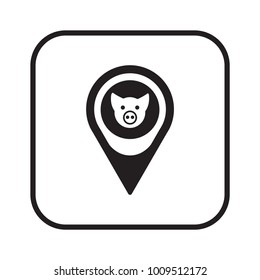 Pig icon, isolated. Flat design.
