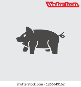 Pig icon isolated sign symbol and flat style for app, web and digital design. Vector illustration.