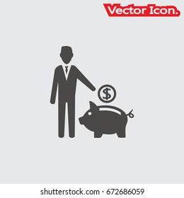Pig icon isolated sign symbol and flat style for app, web and digital design. Vector illustration.