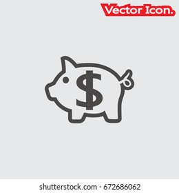 Pig icon isolated sign symbol and flat style for app, web and digital design. Vector illustration.