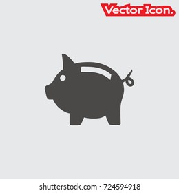 Pig icon isolated sign symbol and flat style for app, web and digital design. Vector illustration.