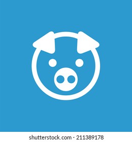 pig icon, isolated, white on the blue background. Exclusive Symbols 