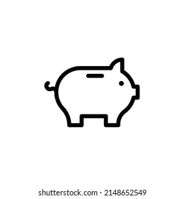 Pig Icon. Line Art Style Design Isolated On White Background