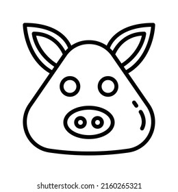 Pig Icon. Line Art Style Design Isolated On White Background