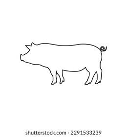 Pig icon. Line silhouette. Vector illustration.