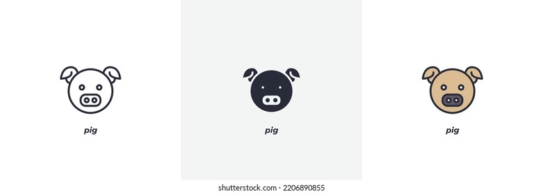 pig icon. Line, solid and filled outline colorful version, outline and filled vector sign. Idea Symbol, logo illustration. Vector graphics