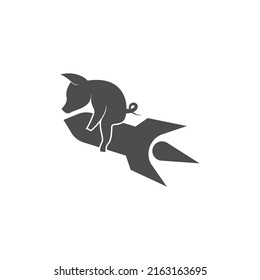 Plantilla de diseño de la ilustración del logotipo del icono del cerdo