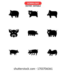 pig icon or logo isolated sign symbol vector illustration - Collection of high quality black style vector icons
