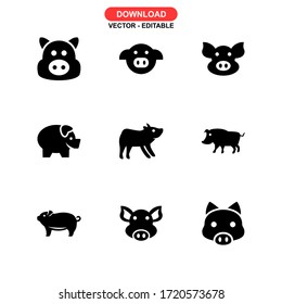 pig  icon or logo isolated sign symbol vector illustration - Collection of high quality black style vector icons
