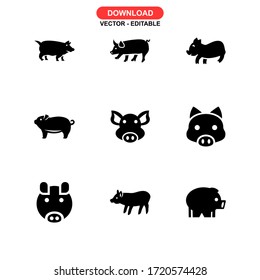 pig  icon or logo isolated sign symbol vector illustration - Collection of high quality black style vector icons
