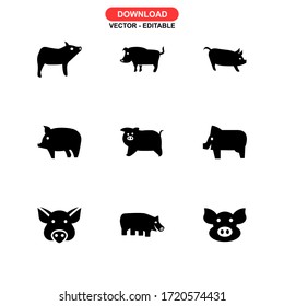 pig  icon or logo isolated sign symbol vector illustration - Collection of high quality black style vector icons
