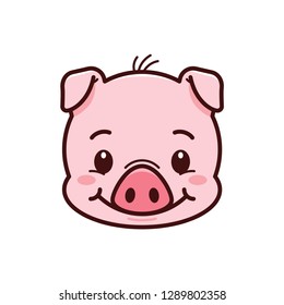 Pig icon. Logo Piglet face. Piggy head vector illustration