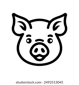 Icono de cerdo o símbolo de línea moderna. Ilustración de línea de Vector y diseño de íconos con contorno en negrita. Negro y blanco Pixel Perfecto símbolo minimalista aislado fondo blanco. Silueta simple signo delgado