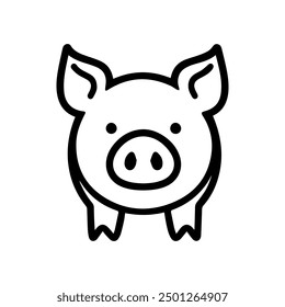 pig icon or modern line symbol. Vector line art and icon design with bold outline. Black and white Pixel Perfect minimalistic symbol isolated white background. Silhouette simple thin sign