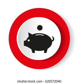 Pig icon on a red background. Vector illustration.