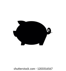 Pig icon on white background. Vector illustration of moneybox. Silhouette of piggy.